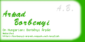 arpad borbenyi business card