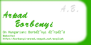 arpad borbenyi business card